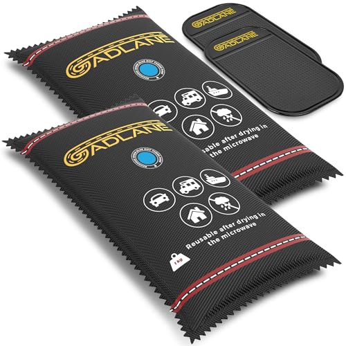 GADLANE Auto Luftentfeuchter 1kg 2 Stück - XL Großer Wiederverwendbarer Feuchtigkeitsabsorber Auto mit Anti-Rutsch-Matte - Entfeuchter Auto Beseitigt Kondensation für Windschutzscheibe, Zuhause von GADLANE