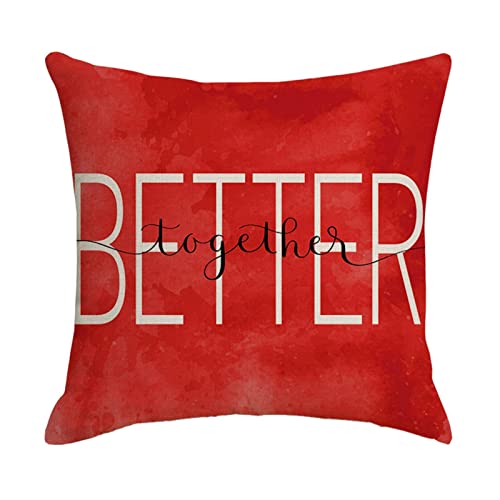 GADXE Bezug Für Kissen Valentinstag-Kissenbezug, rotes Herz, Buchstabe, Leinen, Bedruckt, Kissenbezug, Sofa, Büro, Kissenbezug, 45,7 x 45,7 cm Kissensets Couch (C, A) von GADXE