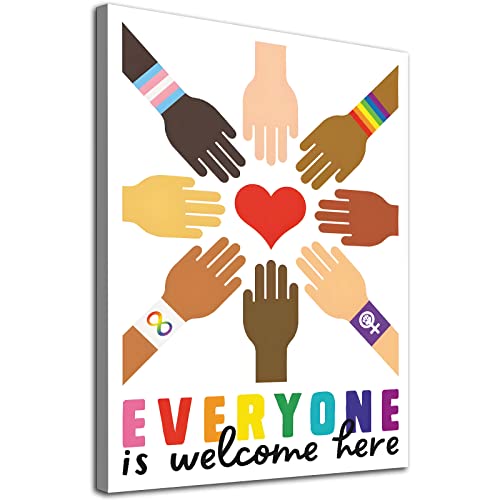Everyone is Welcome Poster Diversity Canvas Wall Art Kindness Picture Multicultural Art Prints Equality Painting Girl Power Wall Canvas Inspirational Zitat Artwork Respect Poster 40,6 x 61 cm ohne von GADZRTIL