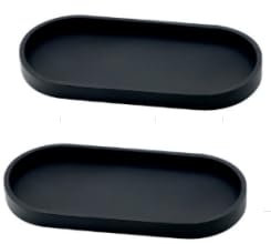 2-teiliges Badezimmertablett, Silikon, Aufbewahrungstablett, für Wohnzimmer, Schlafzimmer, Waschbecken, Badewanne und Küchenspüle, oval, 24,5 x 11 x 2 cm (schwarz) von GAESHOW