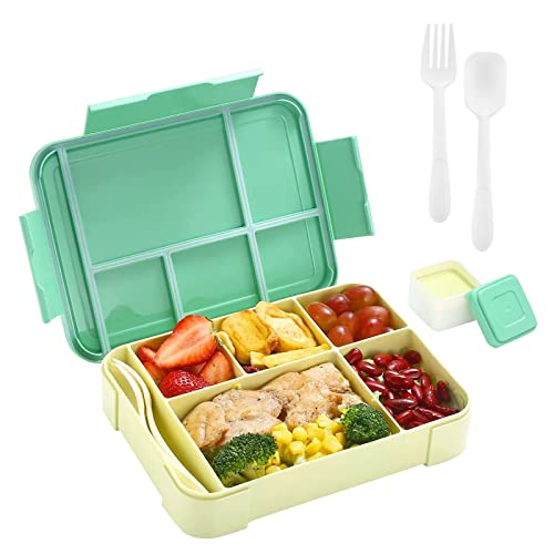 GAESGOW Lunchbox, Auslaufsicher Bento, 6 Unterteilung BentoBox, Brotdose Jausenbox Spülmaschinenfest, Bento Box für Schule, Kindergarten und Ausflüge (Blau Gelb) von GAESHOW