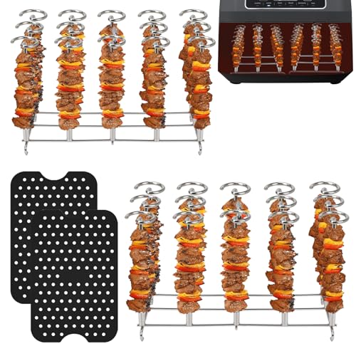 GAESHOW 2 Stück Edelstahl Heißluftfritteuse Spießen Grillrost, 2 Wiederverwendbar Matte, Vertikaler Spieß Rack Set für AF300EU AF400EU, Dual Zone Air Fryer Zubehör GAESHOW 2 Stück Edelstahl Heißluftfritteuse Spießen Grillrost, 2 Wiederverwendbar Matte, Vertikaler Spieß Rack Set für AF300EU AF400EU, Dual Zone Air Fryer Zubehör von GAESHOW