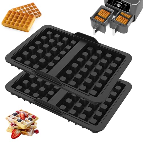 GAESHOW 2 Stück waffeleinsatz heißluftfritteuse Zubehör, Silikon Waffelform Airfryer, Silikonform Waffeleinsatz, Stapelbar Heißluftfritteuse Zubehör Kompatibel mit Ninja AF400EU AF451EU SL400EU von GAESHOW