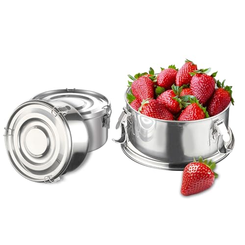 GAESHOW 3 Stück Brotdose Edelstahl, Auslaufsichere Lunchbox mit Silikondichtung, Frühstücksbox mit Deckel, Lebensmittelbehälter für Obst, Mittagessen, Suppen, Salate von GAESHOW