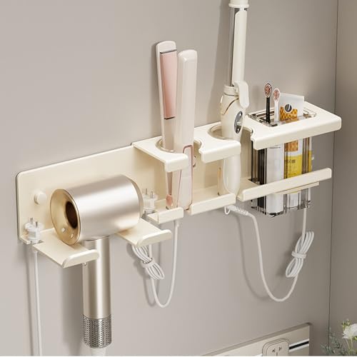 GAESHOW 4 in 1 Haartrocknerhalter, Wandhalterung für Haartrockner, Lockenstabhalter, Glätteisenhalter und Aufbewahrungskorb, Föhnhalter Wand Ohne Bohren für Bad Barbershop Hotel GAESHOW 4 in 1 Haartrocknerhalter, Wandhalterung für Haartrockner, Lockenstabhalter, Glätteisenhalter und Aufbewahrungskorb, Föhnhalter Wand Ohne Bohren für Bad Barbershop Hotel von GAESHOW
