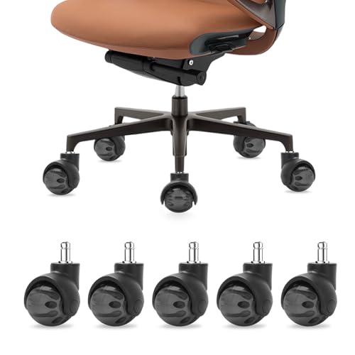 GAESHOW 5 Stück Bürostuhl Rollen, 11 mm x 22 mm Runde Ersatz Bürostuhlrollen, Bürostuhl Ersatzräder Silent Schreibtischstuhl Rollen für Boden, Teppich (Schwarz) von GAESHOW