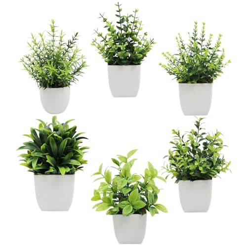 GAESHOW 6 künstliche Pflanzen für den Innenbereich, Dekoration, Mini-Kunstpflanzen im Topf, künstliche grüne Pflanzen, Dekoration, für Haus, Büro, Tisch, Schlafzimmer, Badezimmer von GAESHOW
