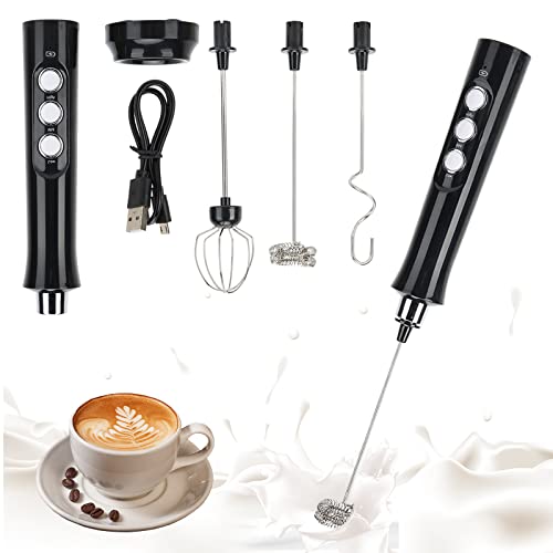 GAESHOW Elektrischer Milchaufschäumer mit Doppeltem Quirl, Handheld Automatischer Eierschläger Milchschüttler USB Aufladen Eierschläger für Kaffee, Latte, Cappuccino, Sahne, Eier Schlagen von GAESHOW