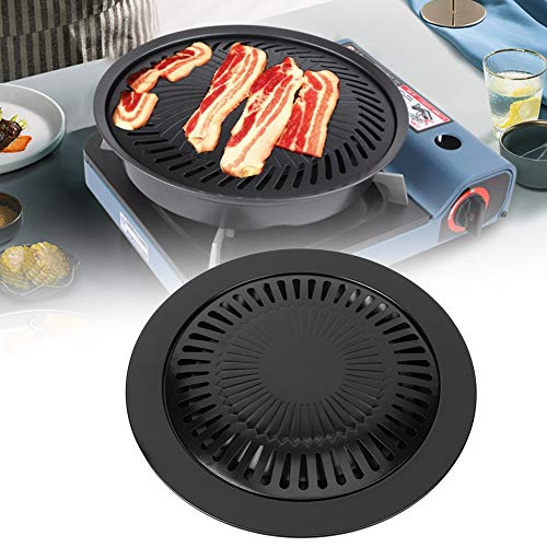 GAESHOW Grillplatte Gasgrill, 32cm Antihaft-runde koreanische Grillplatte Eisenbackblech Set Küchengrillzubehör Grillpfanne für BBQ, Camping und Gasgrill, Campingkocher Zubehör von GAESHOW