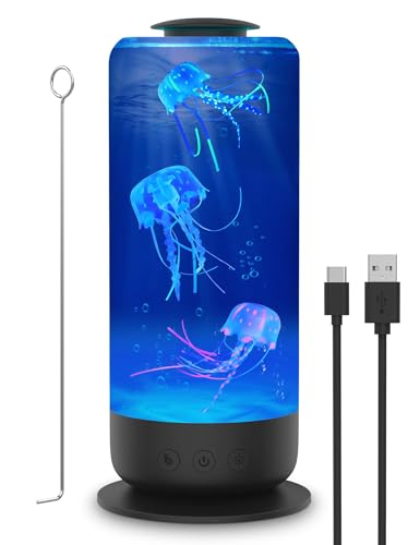 GAESHOW Quallen Lampe, Quallenlampe Schwebende, 7 Farben und 2 Lichtmodi, Stimmungslicht Dekoration für Zuhause Büro Dekoration (Schwarz) von GAESHOW