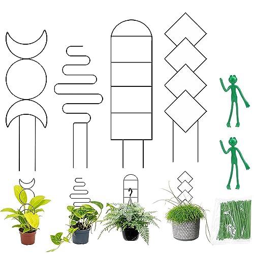 GAESHOW 4 Stück Rankhilfe für Kletterpflanzen, Rankhilfe für Zimmerpflanzen, Metall Garten Pflanzenstütze, Pflanzen Spalier für Topfpflanzen, Pflanzgitter für Blumenstütze von GAESHOW
