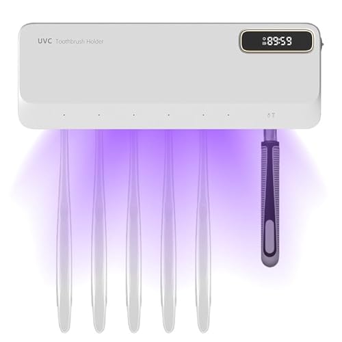 GAESHOW UV-Zahnbürste Sanitizer Halter, Wandmontage Zahnbürstenhalter für Badezimmer, Wiederaufladbare Trocknungsfunktion Organizer für Zahnbürste, Rasiermesser (Weiß) von GAESHOW