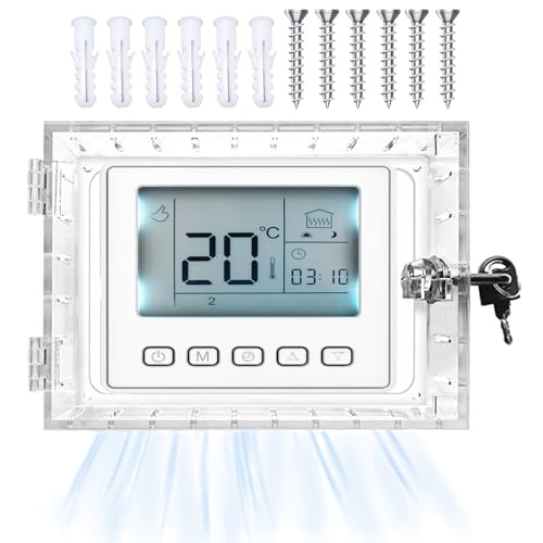 GAESHOW Universal Thermostat Schließkasten mit Schlüssel, Wand Transparenter Thermostat Schutz, Acryl Durchsichtiges Schließkasten Schutz mit Schlüsselabdeckung, Geeignet für Thermostate (2 Stück) von GAESHOW