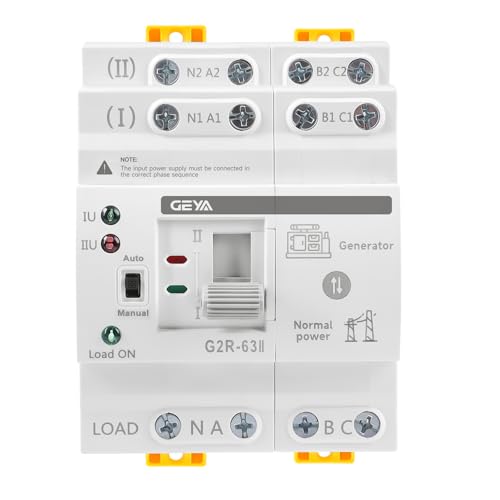 GAEYAELE Automatischer Transferschalter Dual Power Switch Unterbrechungsfreie Stromversorgung DIN-Schienentyp (4pol 63A AC110V) von GAEYAELE