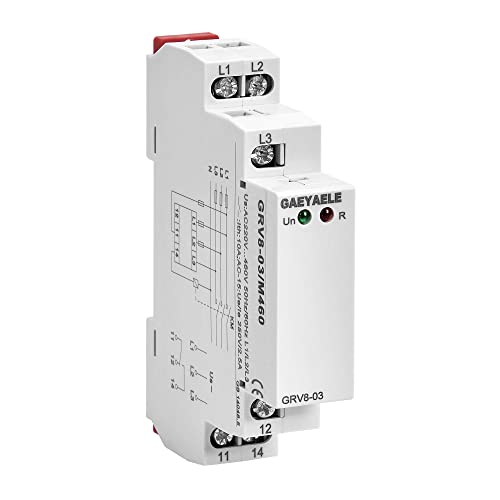 GAEYAELE Spannungsüberwachungsrelais Phasenfolge und Phasenausfallschutzrelais AC220V-460V 10A 1SPDT(GRV8-03,M460) von GAEYAELE