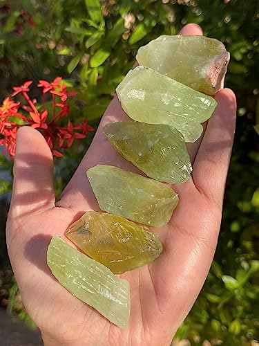 GAF TREASURES 3 Stück grüne Calcit, raue Natursteine, rohe Calcit-Kristalle (grüner Calcit) von GAF TREASURES