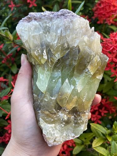 Extra große grüne Calcit, raue Natursteine, rohe Calcit-grüne Kristalle (0,5–0,9 kg) von GAF TREASURES