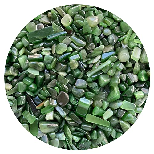GAF TREASURES Natürliche Halb-Nephrit-Jade, Trommelstein-Chips, zerkleinerte Mini-Kristalle, ungebohrte Kristallspäne (Nephrit-Jade), 57 g von GAF TREASURES