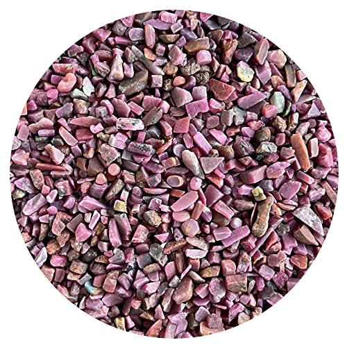 GAF TREASURES Natürliche halbgetrommelte Edelstein-Chips, zerkleinerte Mini-Kristalle, ungebohrte Kristallspäne (Rubin), 57 g von GAF TREASURES