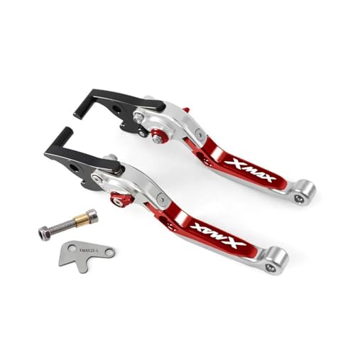 GAFITSEP Compatible With XMAX125 XMAX250 XMAX300 XMAX400 2023 Einstellbarer, Faltbarer Bremskupplungshebel Für Motorräder Motorradbremse(Red2) von GAFITSEP