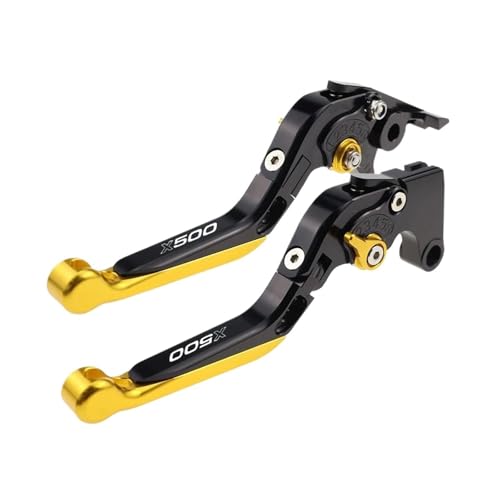 GAFITSEP Fit X500 2022-2023 Einstellbare Kupplungshebel For X 500 Klappbar Ausziehbare Bremsgriffe Motorradbremse(Gold2) von GAFITSEP