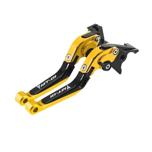GAFITSEP For MT-01 MT-03 Mt-01 Mt-03 Einstellbarer Bremshebel Motorrad Klappbarer Ausziehbarer Bremskupplungshebel Griffgriffe Zubehör Motorradbremse(MT-01 gold) von GAFITSEP