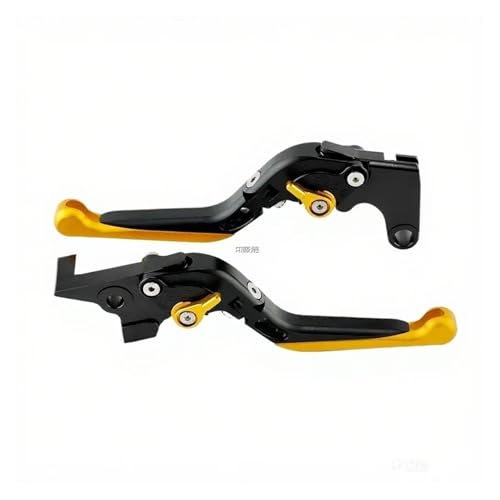 GAFITSEP Klappbare Bremskupplungshebel Compatible With XJR 1200 XJR1300 FJR 1300 YZF 750 Motorrad Ausziehbare Verstellbare Griffe Motorradbremse(Black Gold) von GAFITSEP