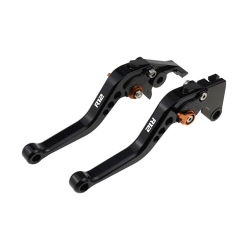 GAFITSEP Motorrad-CNC-Zubehör Passend For R12 NineT R12 R12S 2024 2025 Kurzbremskupplungshebel Verstellbarer Griffsatz Motorradbremse(A-Black with Orange) von GAFITSEP