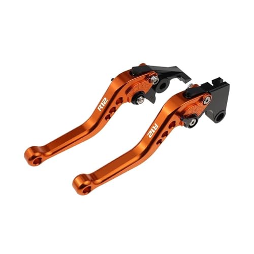 GAFITSEP Motorrad-CNC-Zubehör Passend For R12 NineT R12 R12S 2024 2025 Kurzbremskupplungshebel Verstellbarer Griffsatz Motorradbremse(A-Orange) von GAFITSEP