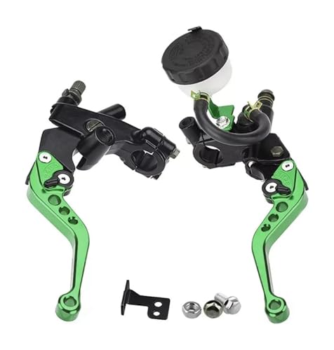 GAFITSEP Motorrad Einstellbare Kupplung Bremse Master Zylinder Reservoir Hebel Kit Compatible With 7/8 "22mm Lenker Motorradbremse(Green) von GAFITSEP