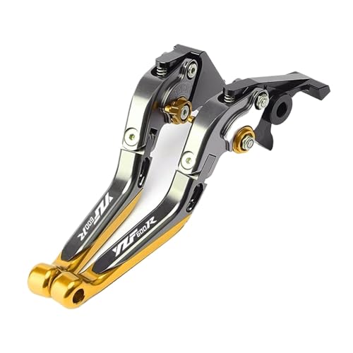 GAFITSEP YZF 600R Motorrad Einstellbare Bremse Kupplung Hebel Griff Handgriffe Compatible With YZF600R Thundercat 1994 1997-2008 2003-2005 Motorradbremse(GOLD) von GAFITSEP