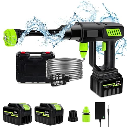 Akku Hochdruckreiniger,120Bar Akku-Druckreinigerpistole mit 15000mAh*2 Akku/1000W/21V,6-in-1-Multifunktionsdüse,5M Schlauch Passend für Autos,Terrasse,Fenster von GAGAFEEL