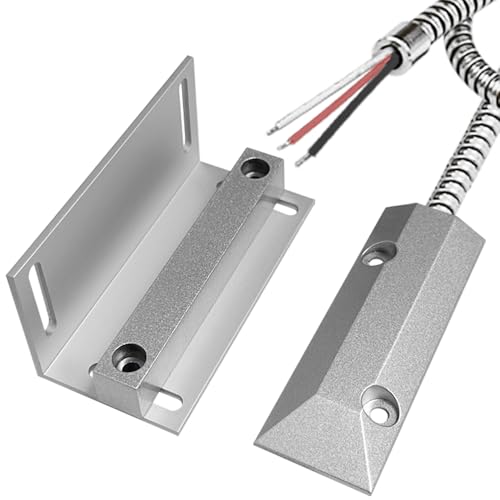 GAGALOR NO&NC Magnetische Garagentorkontakte, 3 Drähte, robuster Alarmschalter, Sensor für Rollladen, mit Verstellbarer Halterung von GAGALOR