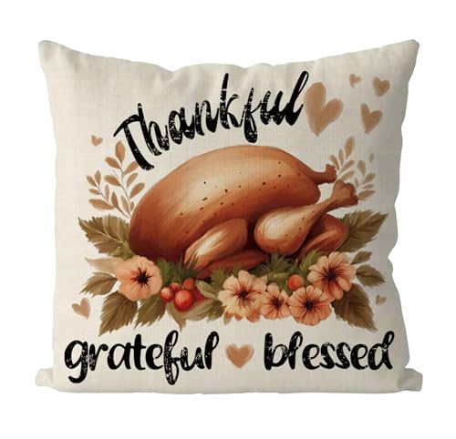 GAGEC Thanksgiving-Kissenbezüge, 45,7 x 45,7 cm, Turekey-Kissenbezug, Erntedankfest, Herbst, Heimdekoration, Wohnzimmer, dekorativer Kissenbezug GAGEC Thanksgiving-Kissenbezüge, 45,7 x 45,7 cm, Turekey-Kissenbezug, Erntedankfest, Herbst, Heimdekoration, Wohnzimmer, dekorativer Kissenbezug von GAGEC