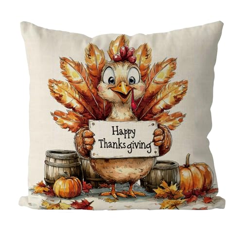 GAGEC Thanksgiving-Kissenbezüge, 45,7 x 45,7 cm, Turekey-Kissenbezug, Erntedankfest, Herbst, Heimdekoration, Wohnzimmer, dekorativer Kissenbezug GAGEC Thanksgiving-Kissenbezüge, 45,7 x 45,7 cm, Turekey-Kissenbezug, Erntedankfest, Herbst, Heimdekoration, Wohnzimmer, dekorativer Kissenbezug von GAGEC