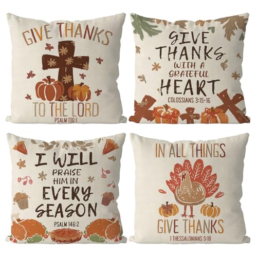 GAGEC Thanksgiving Kissenbezüge, 50,8 x 50,8 cm, Set mit 4 Kissenbezügen, für Thanksgiving, Herbst, Heimdekoration, Wohnzimmer, dekorativer Kissenbezug GAGEC Thanksgiving Kissenbezüge, 50,8 x 50,8 cm, Set mit 4 Kissenbezügen, für Thanksgiving, Herbst, Heimdekoration, Wohnzimmer, dekorativer Kissenbezug von GAGEC