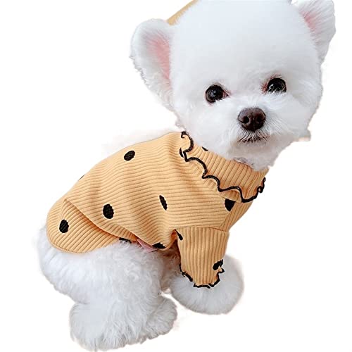 Hunde-Haustier-Kleidung, Gepunkteter Rollkragen-Strickpullover, leicht, Basic-Stil für Welpen, für Teddy, Herbst (Color : Yellow, Size : 3XL) von GAGMXE