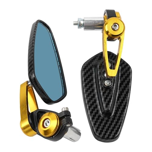 GAGSETCTHM Motorrad Spiegel Set Rückspiegel Zubehör 7/8" 22 Mm Motorrad Rückspiegel Universal Bar End Lenkerspiegel Links Rechts Rückspiegel Spiegel(Gold) von GAGSETCTHM