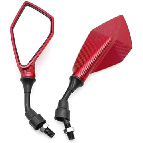 Motorrad Spiegel Set 2 Stück 10 Mm Schraube Universal Motorrad Rückspiegel Weitwinkel Verstellbar Lenker Seite Umkehr Hilfsspiegel Links Rechts Rückspiegel Spiegel(Red) von GAGSETCTHM