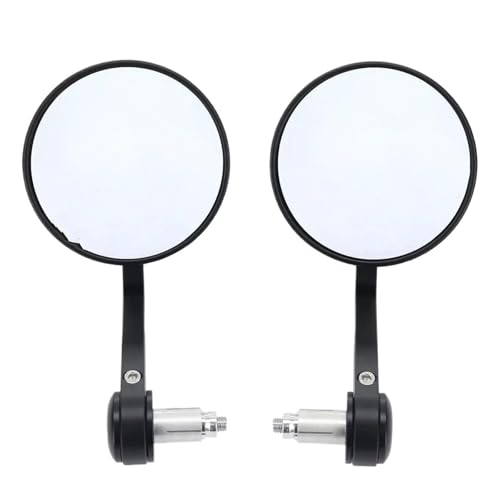 Motorrad Spiegel Set Motorrad Links Rechts Seite Lenker Ende Spiegel Drehbare Universal Schraube 8 MM Modifizierte Zubehör Links Rechts Rückspiegel Spiegel(Round Mirror) von GAGSETCTHM