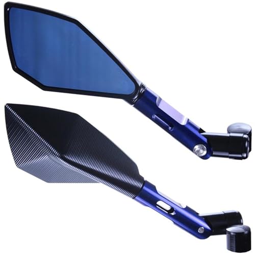 Motorrad Spiegel Set Motorrad Rückspiegel Motorrad Universal Seitenspiegel Motorrad Ersatzteile Links Rechts Rückspiegel Spiegel(Short Blue) von GAGSETCTHM