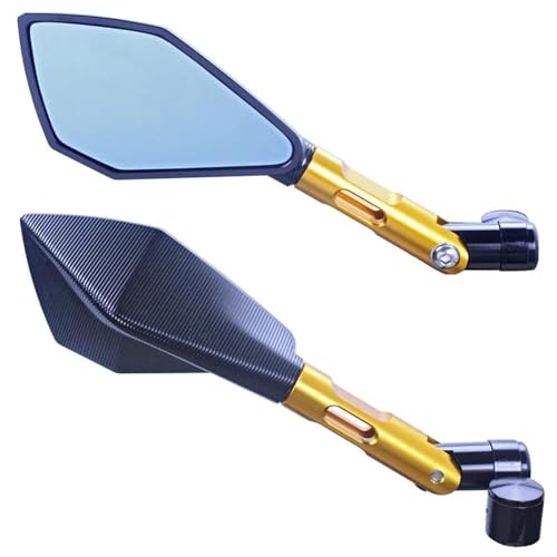 Motorrad Spiegel Set Motorrad Rückspiegel Motorrad Universal Seitenspiegel Motorrad Ersatzteile Links Rechts Rückspiegel Spiegel(Short Gold) von GAGSETCTHM
