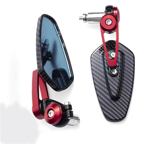 Motorrad Spiegel Set Universal Motorrad Rückspiegel Lenker Spiegel Anti Glare Griff Ende Seite Spiegel Links Rechts Rückspiegel Spiegel(Red) von GAGSETCTHM