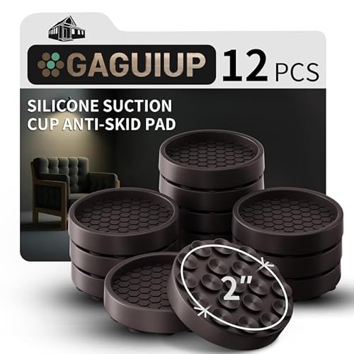 GAGUIUP 12 rutschfeste Möbelgleiter, 2"! Selbstklebende Möbelfüße aus Gummi mit Saugnapf,Ideale rutschfeste Möbelgleiter und Bodenschoner,Halten Sie die Möbel an ihrem Platz! von GAGUIUP