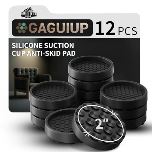 GAGUIUP 12 rutschfeste Möbelgleiter, 2"! Selbstklebende Möbelfüße aus Gummi mit Saugnapf,Ideale rutschfeste Möbelgleiter und Bodenschoner,Halten Sie die Möbel an ihrem Platz! von GAGUIUP