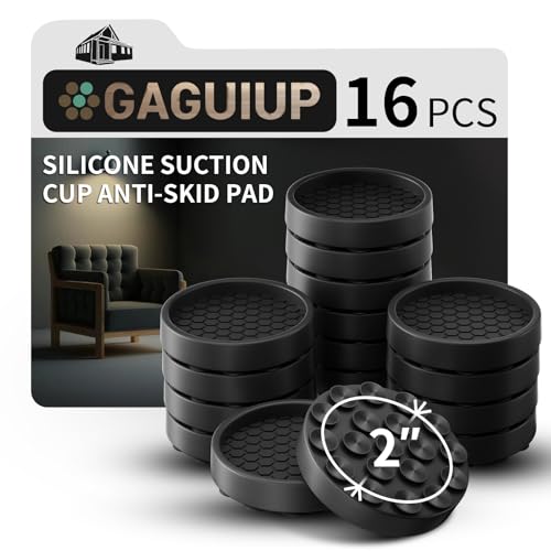 GAGUIUP 16 rutschfeste Möbelgleiter, 2"! Selbstklebende Möbelfüße aus Gummi mit Saugnapf,Ideale rutschfeste Möbelgleiter und Bodenschoner,Halten Sie die Möbel an ihrem Platz! von GAGUIUP