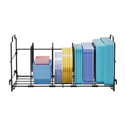 GAGUIUP Lebensmittelbehälter-Deckelorganizer, große Kapazität, verstellbar, 4 Trennwände, abnehmbarer Deckel, Organizer für Küchenschränke, Schubladen, Kunststoffdeckel-Organizer für von GAGUIUP