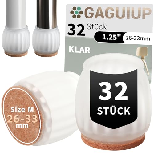 GAGUIUP Silikon Stuhl Beinkappen Bodenprotektoren Stuhl Beine Becher Füße Pads Anti-Rutsch-Stuhl Pads Covers Holzbodenschutz 32PC von GAGUIUP