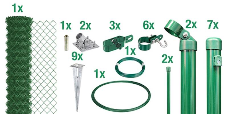 Alberts® Set Maschendrahtzaun,anthr.-met.,m.Bodenh.,Höhe:1250mm,Länge:15m 634339 von Alberts