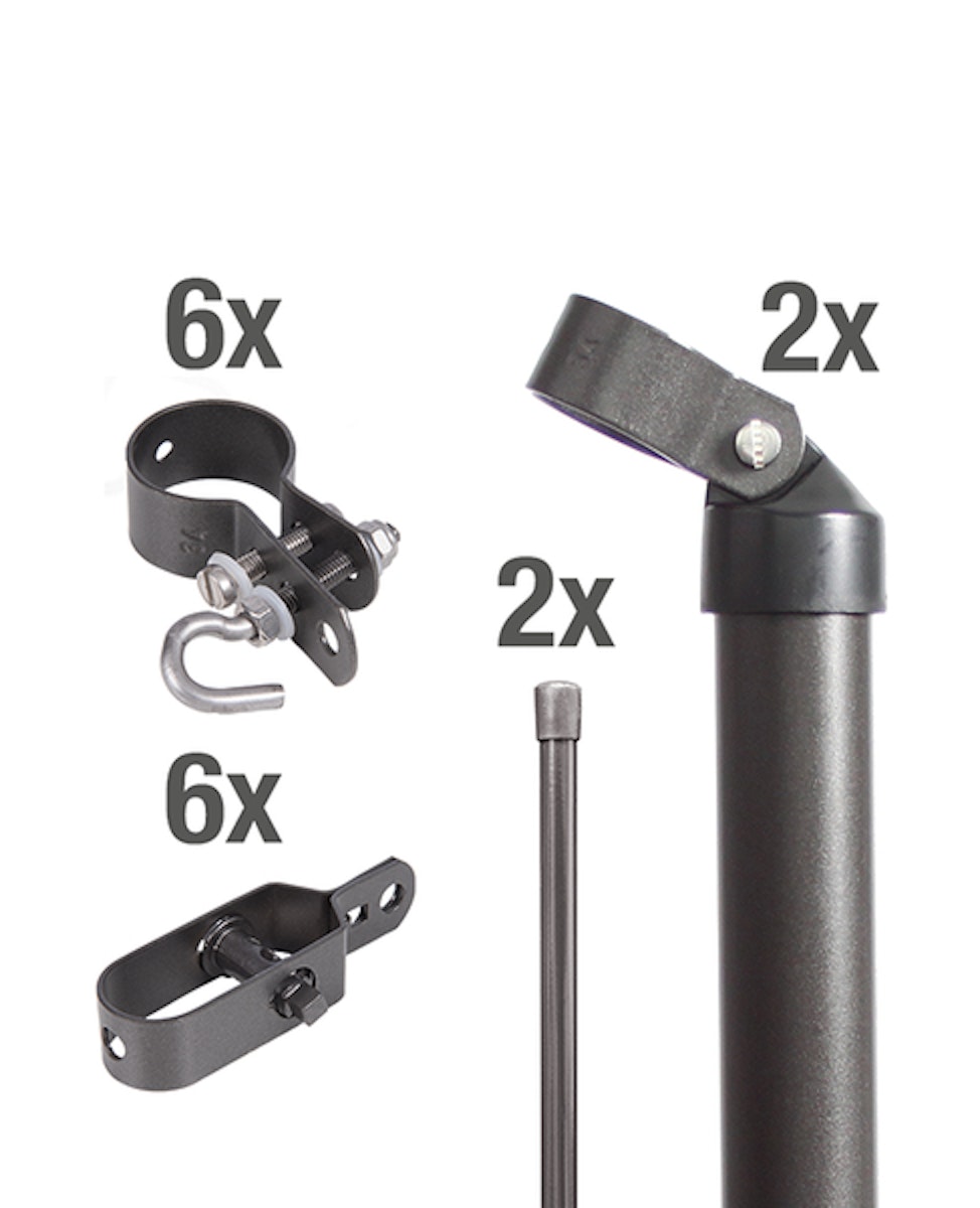 Alberts® Zauneck-Set f.Maschendrahtzäune,anthr.-met.,m.Bodenh.,f.Höhe: 1250 mm 634568 anthrazit-metallic 1250 mm von Alberts